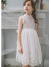 Chic Ivory Floral Lace Tulle Flower Girl Dress
